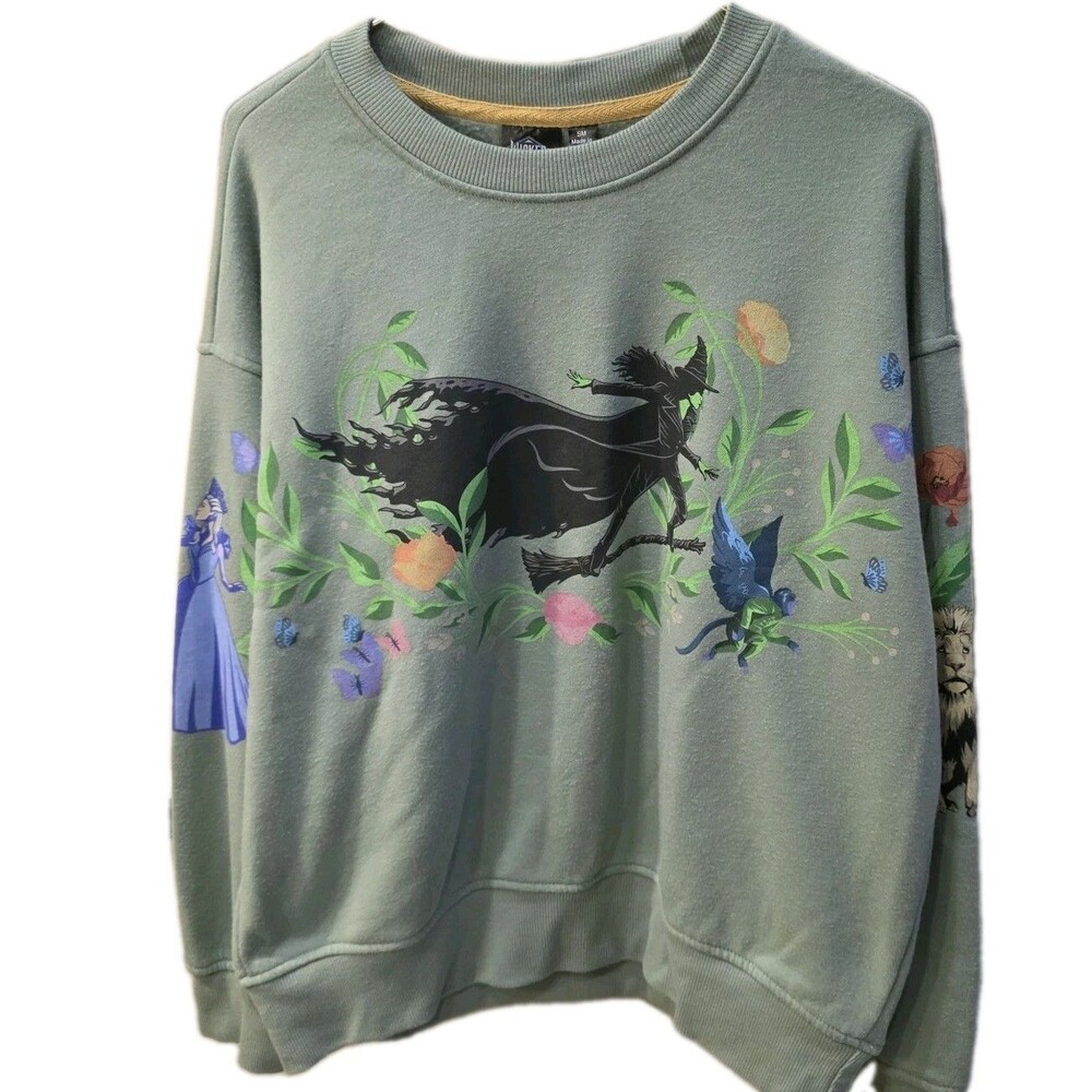 Universal Studios Wicked Movie Sweatshirt Small Sage Green Floral Elphaba Glinda